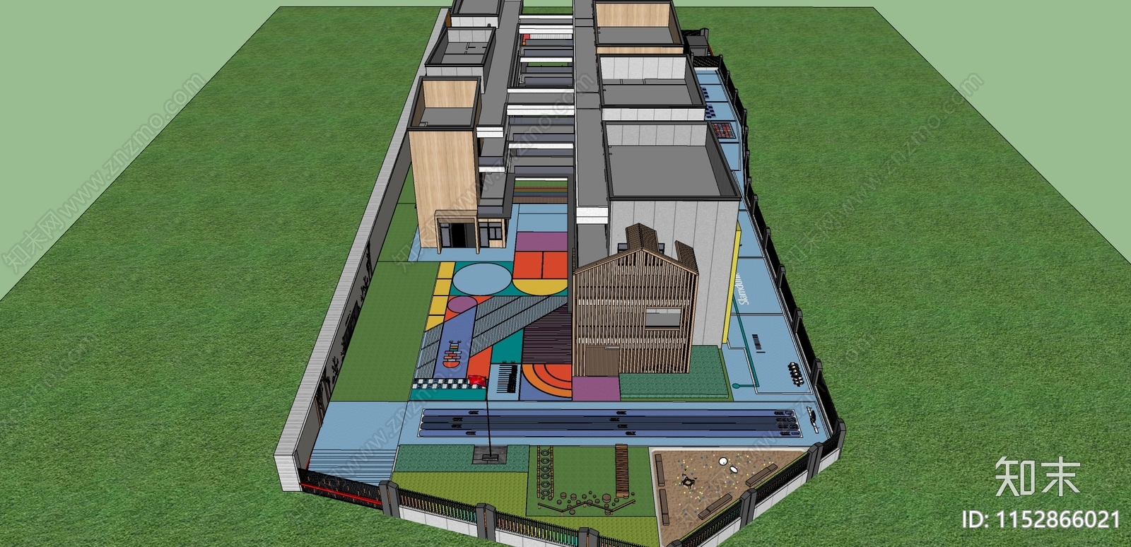 现代幼儿园建筑SU模型下载【ID:1152866021】