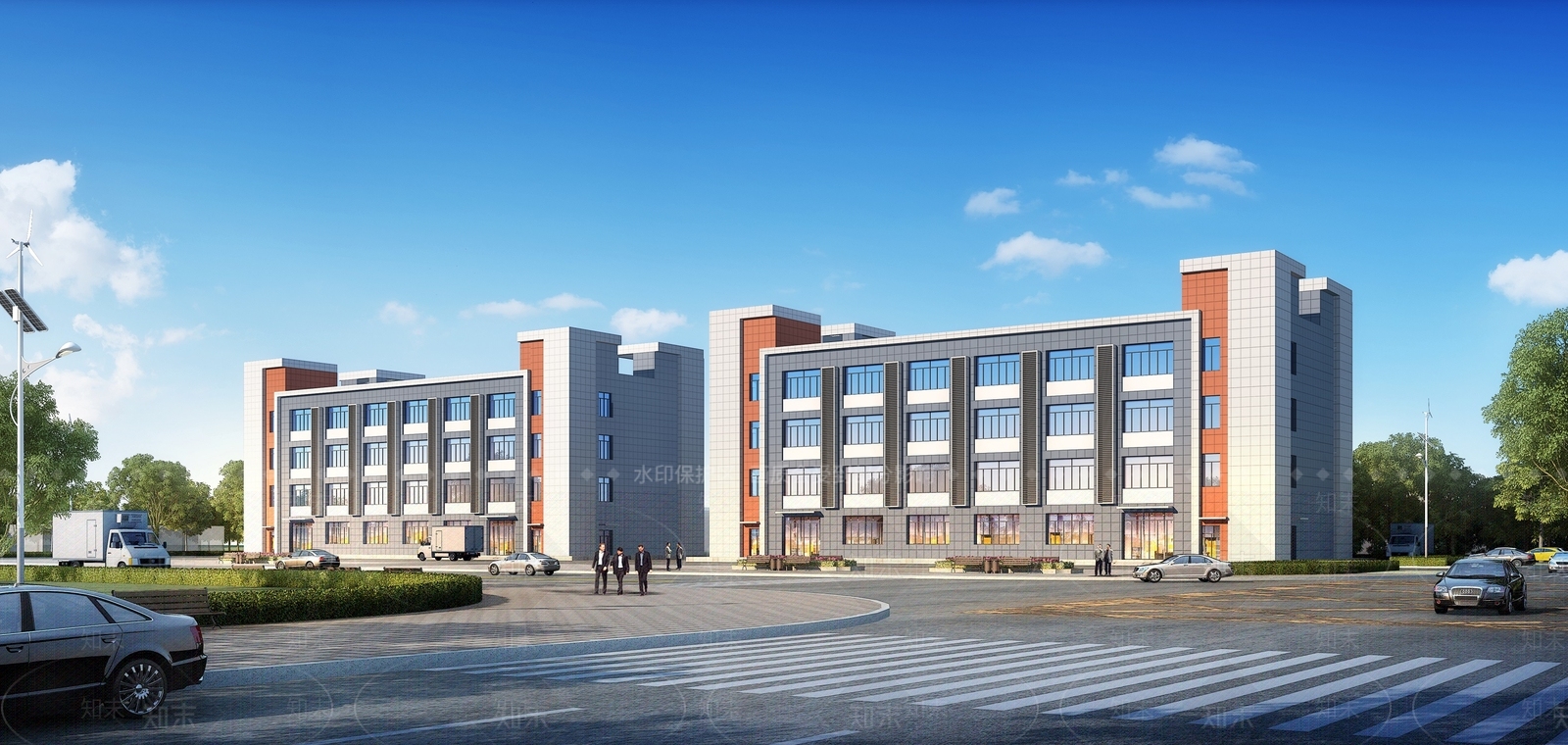 现代工业园厂区厂房3D模型下载【ID:1152867230】