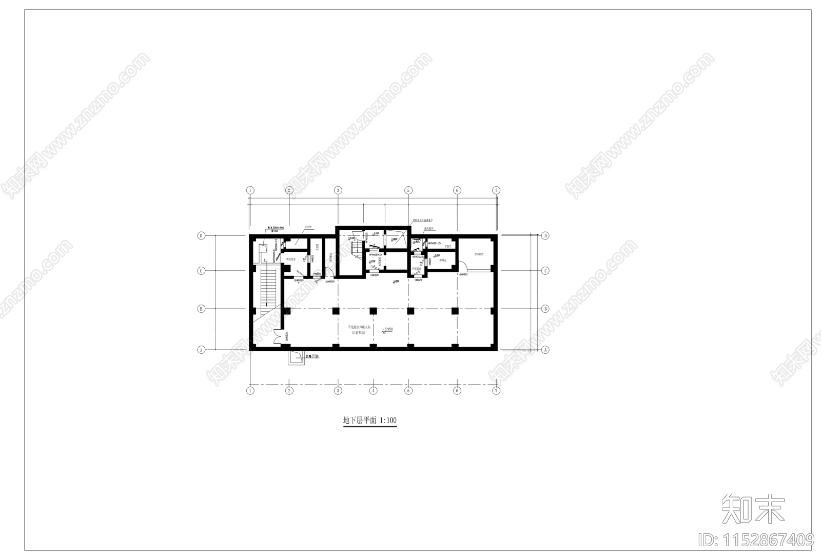 人防建筑cad施工图下载【ID:1152867409】