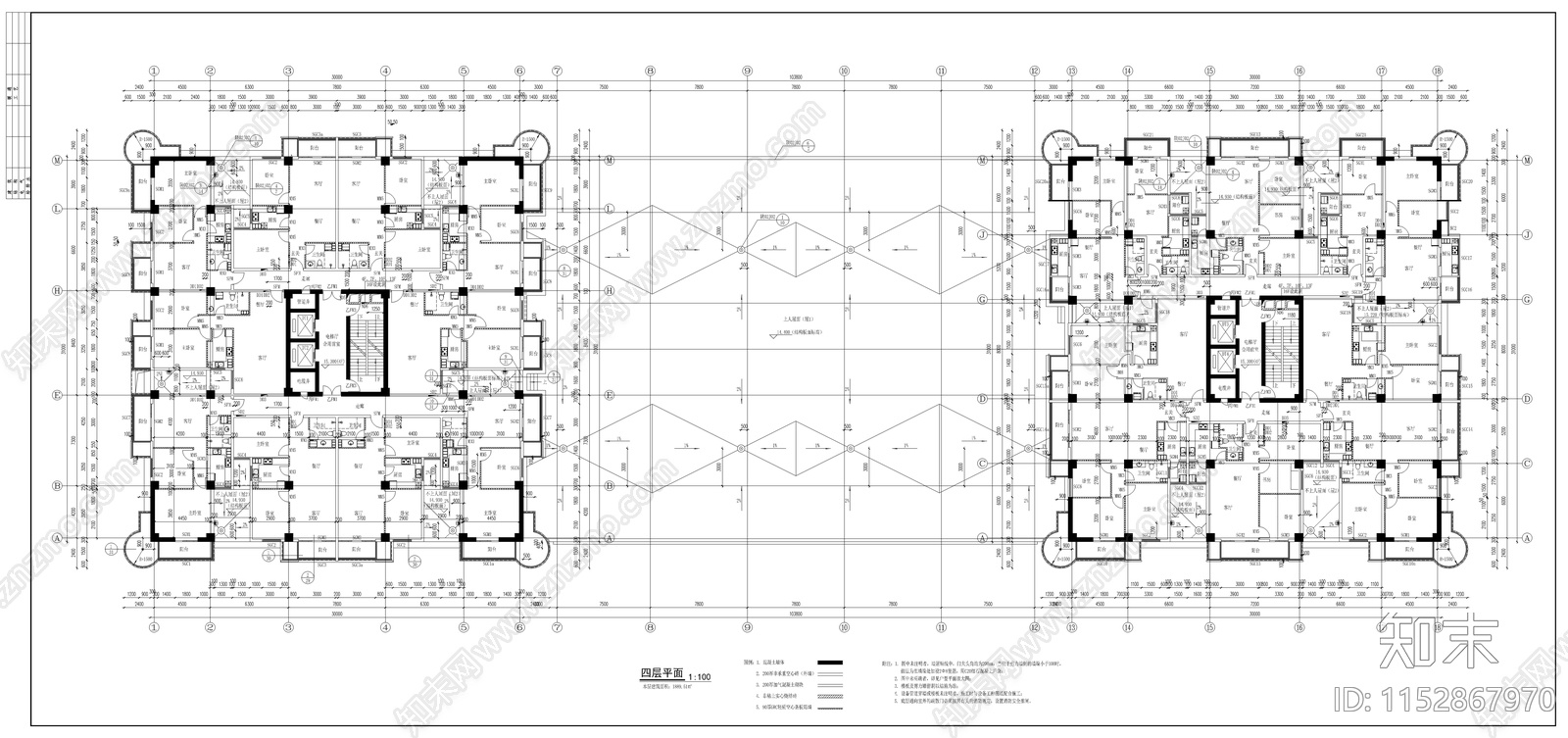 高层商住楼建筑cad施工图下载【ID:1152867970】