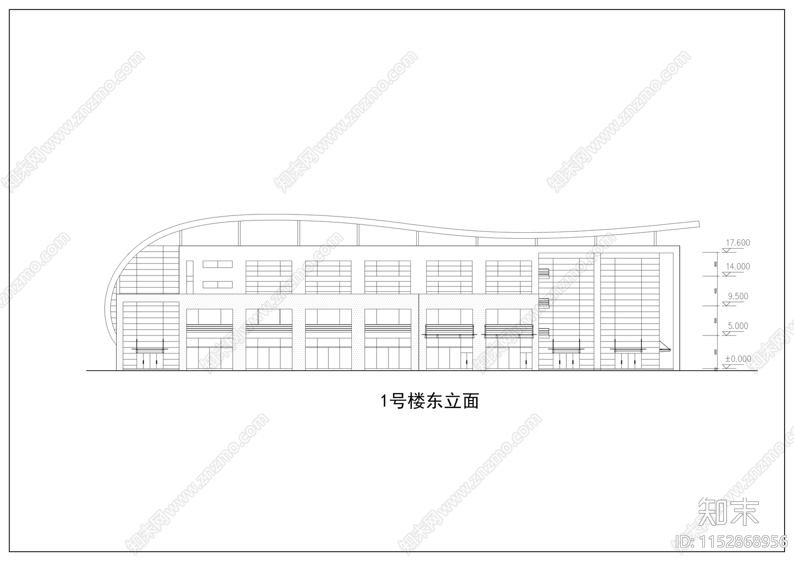 综合楼建筑cad施工图下载【ID:1152868956】
