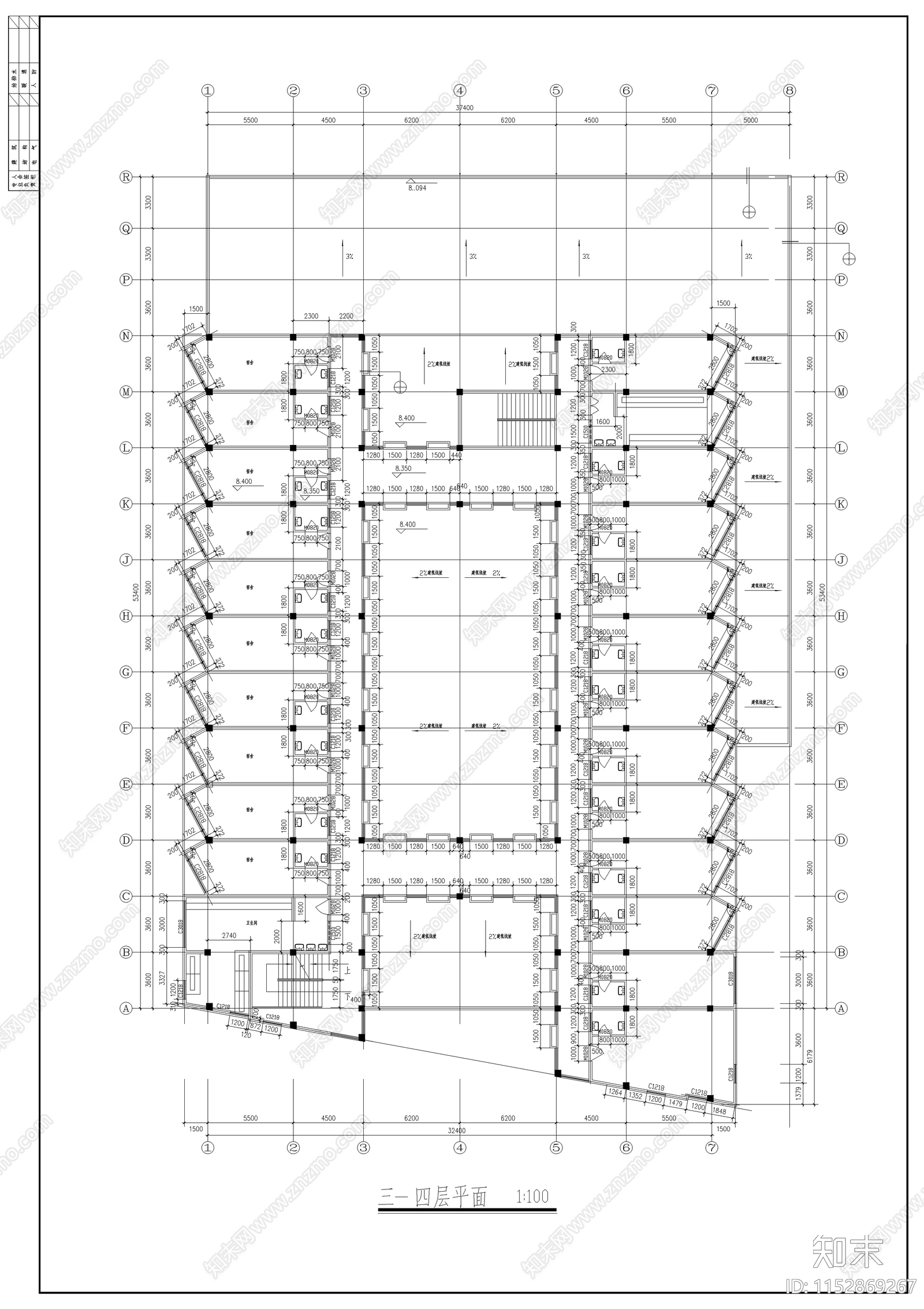 中学综合楼及宿舍建筑cad施工图下载【ID:1152869267】