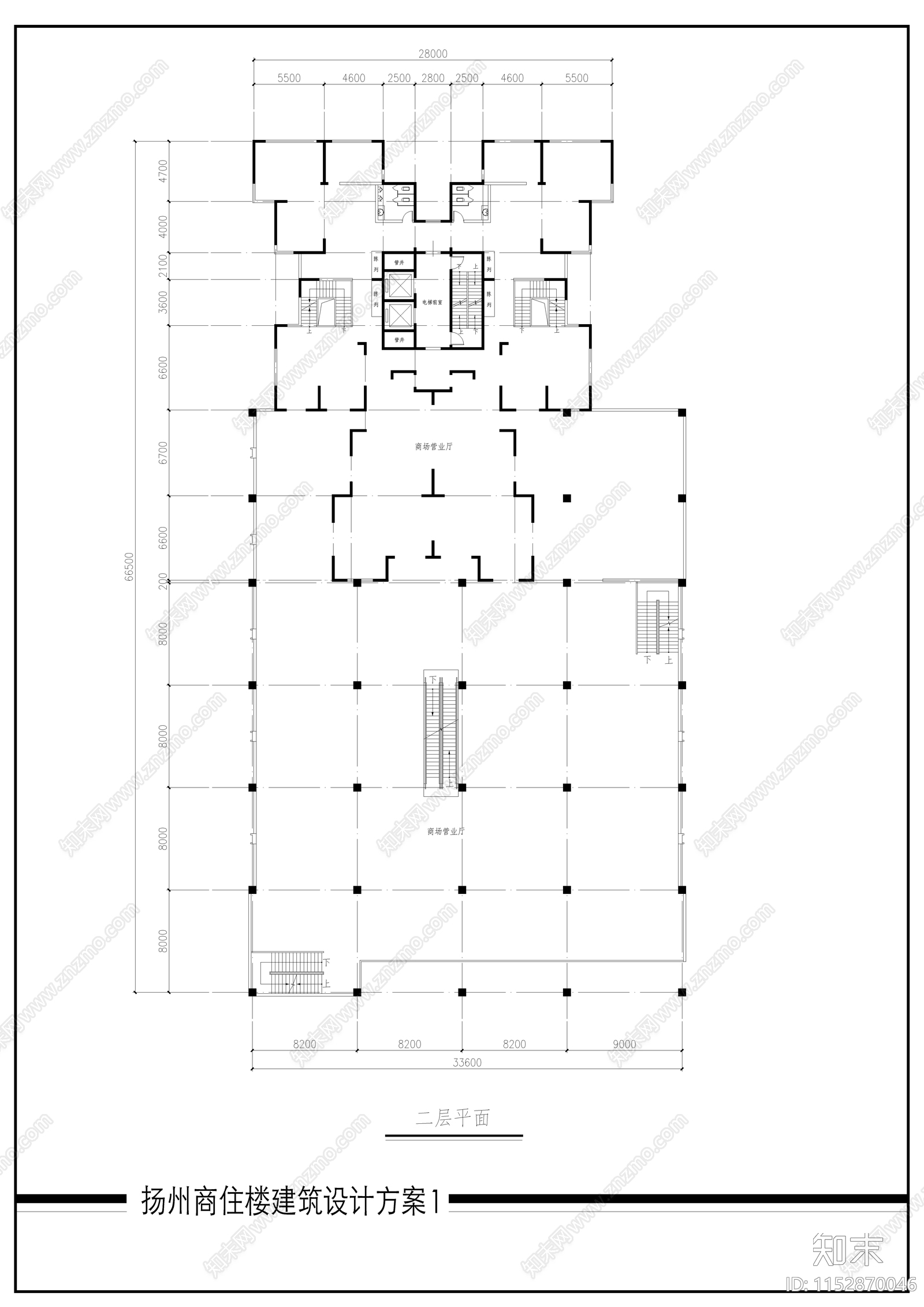 商住楼建筑cad施工图下载【ID:1152870046】