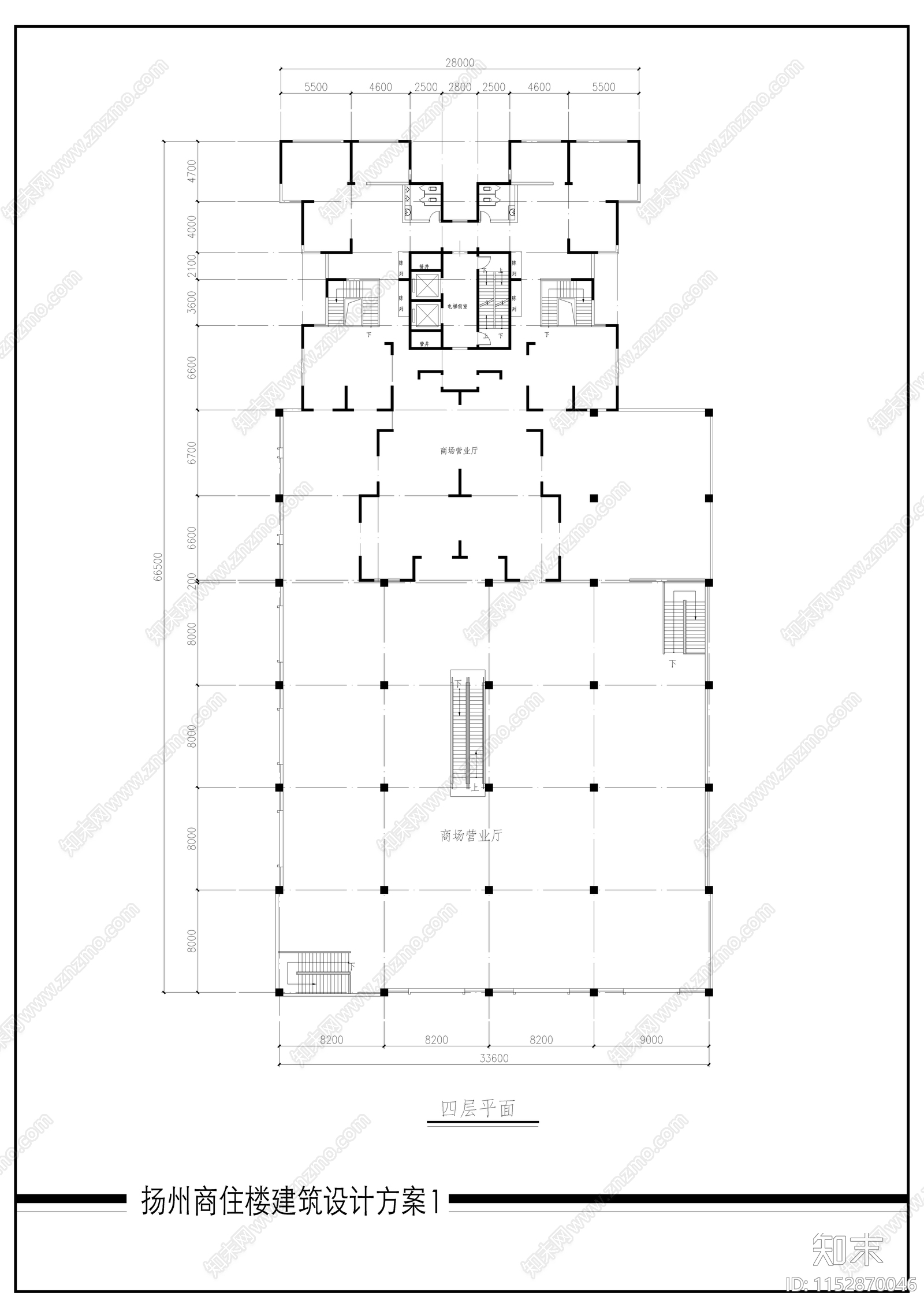 商住楼建筑cad施工图下载【ID:1152870046】