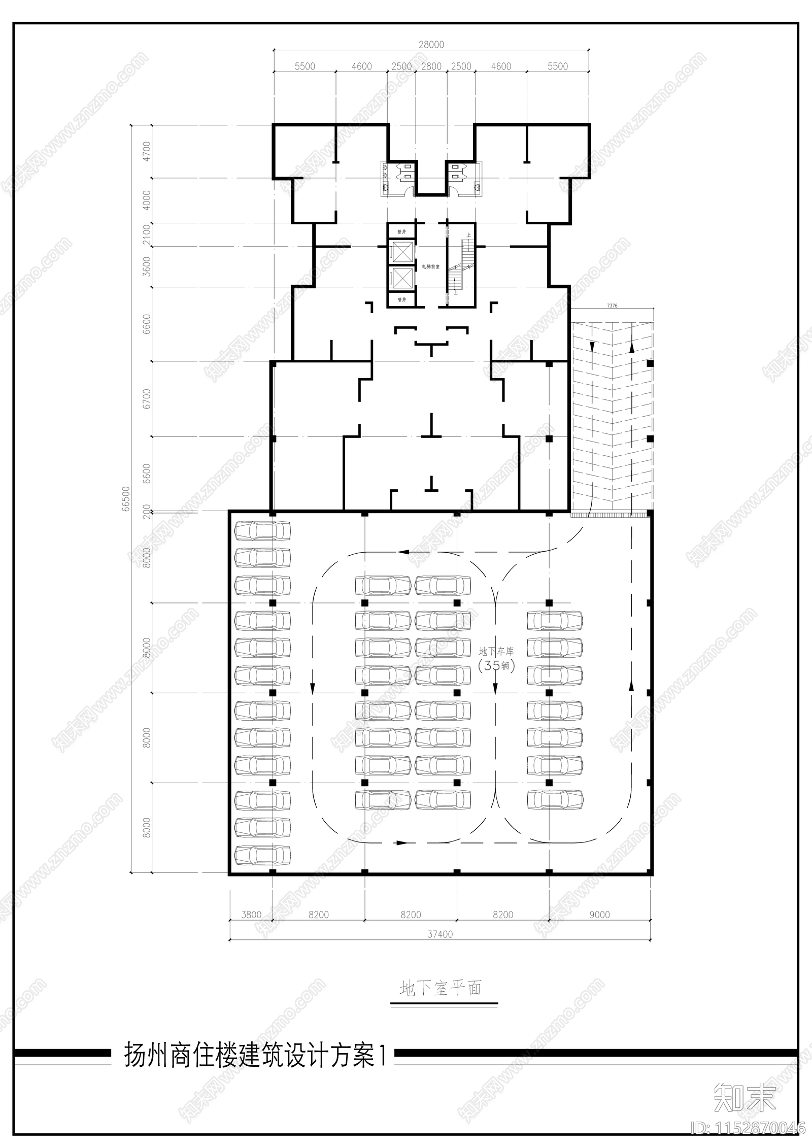 商住楼建筑cad施工图下载【ID:1152870046】