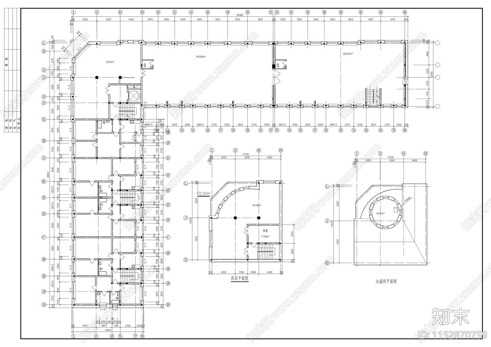 军分区综合楼建筑cad施工图下载【ID:1152870759】