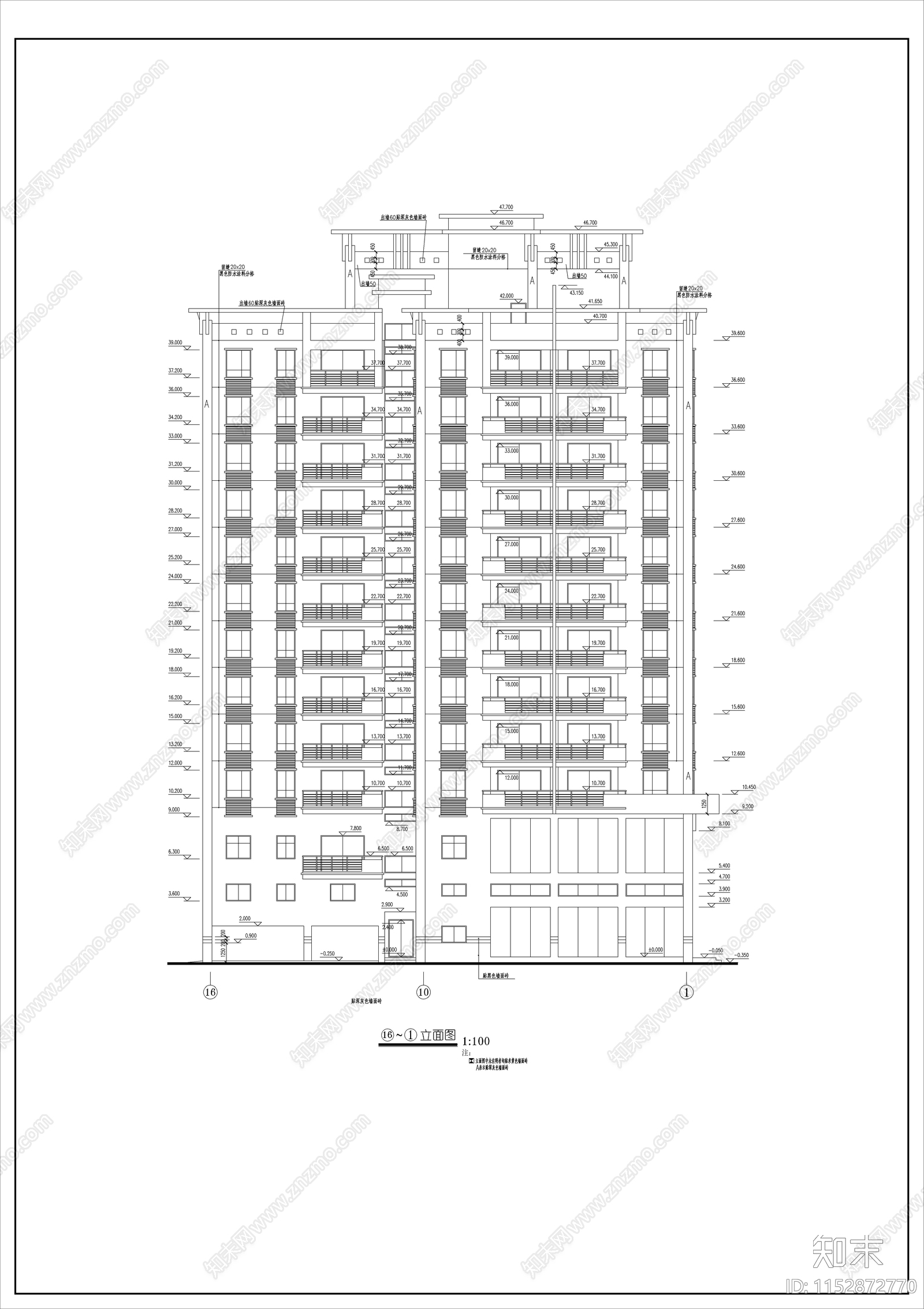 商住楼建筑cad施工图下载【ID:1152872770】