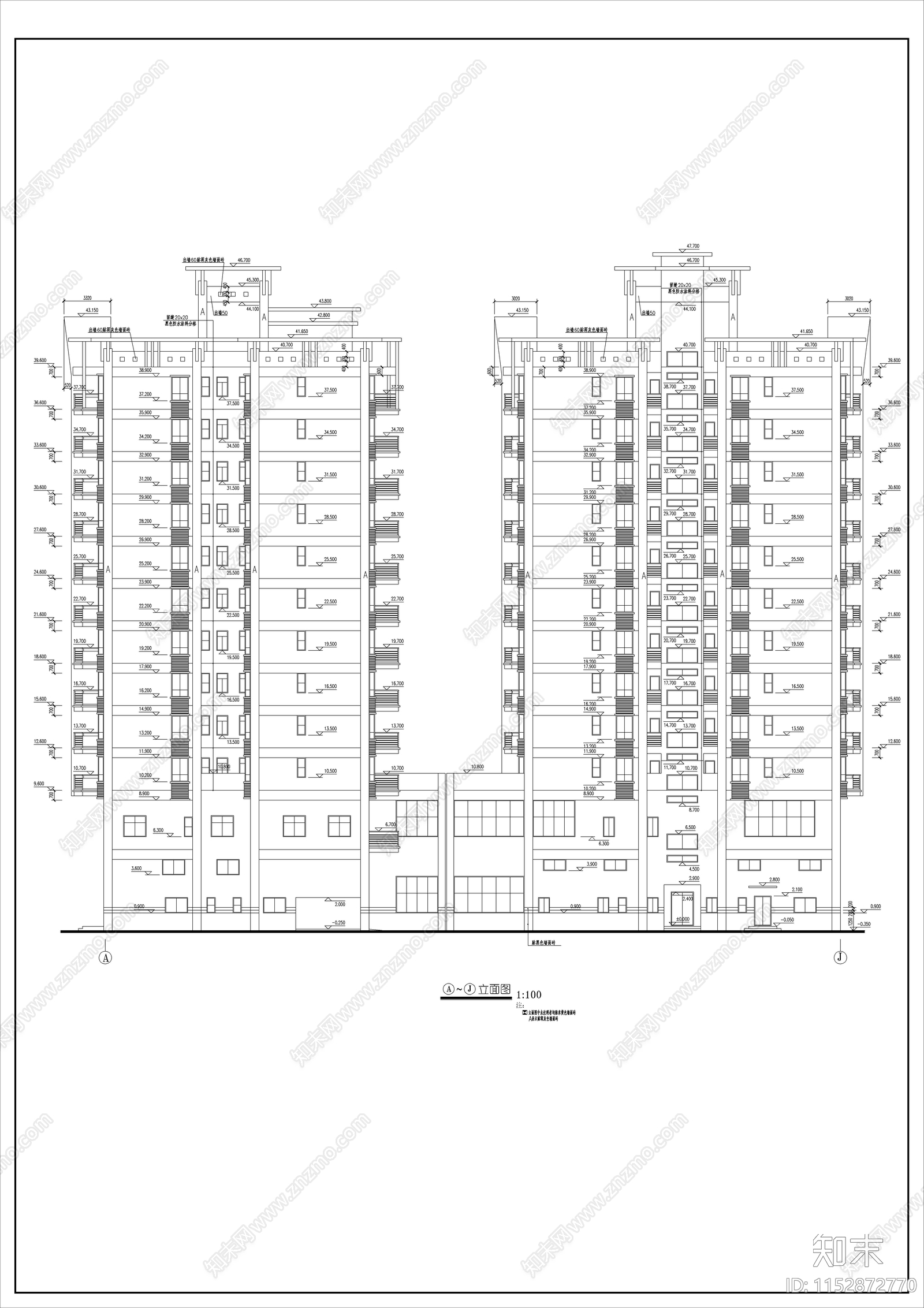 商住楼建筑cad施工图下载【ID:1152872770】