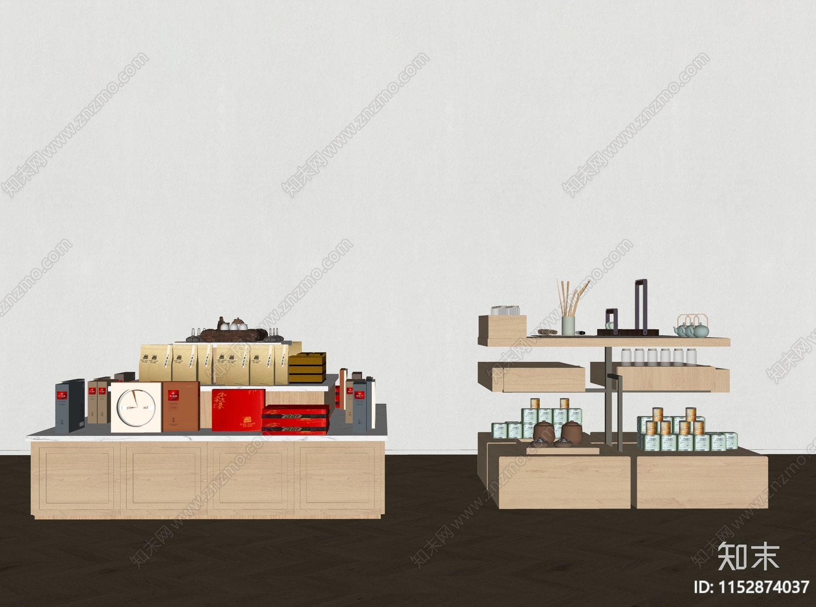现代茶叶中岛柜SU模型下载【ID:1152874037】