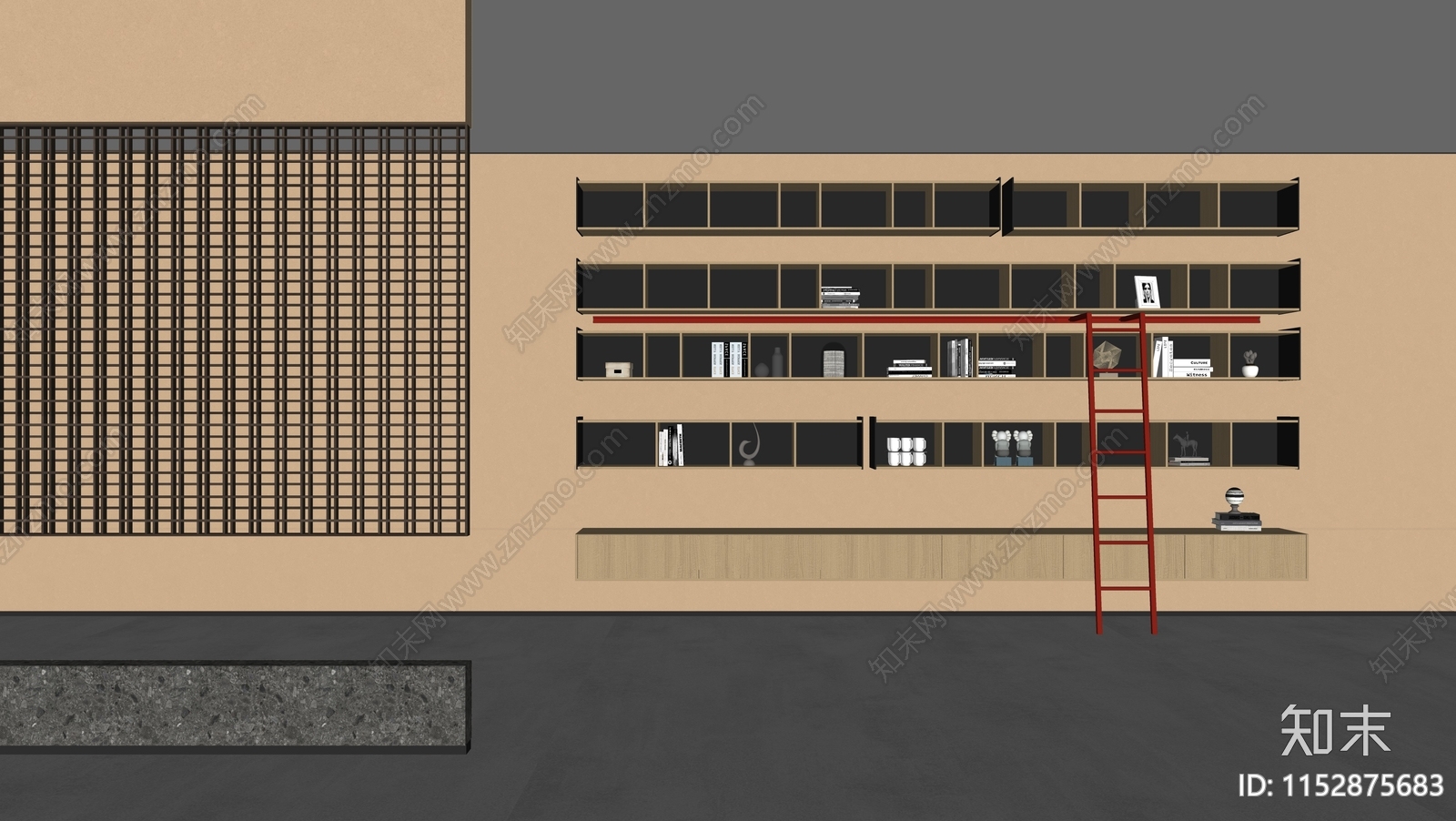 现代书架SU模型下载【ID:1152875683】