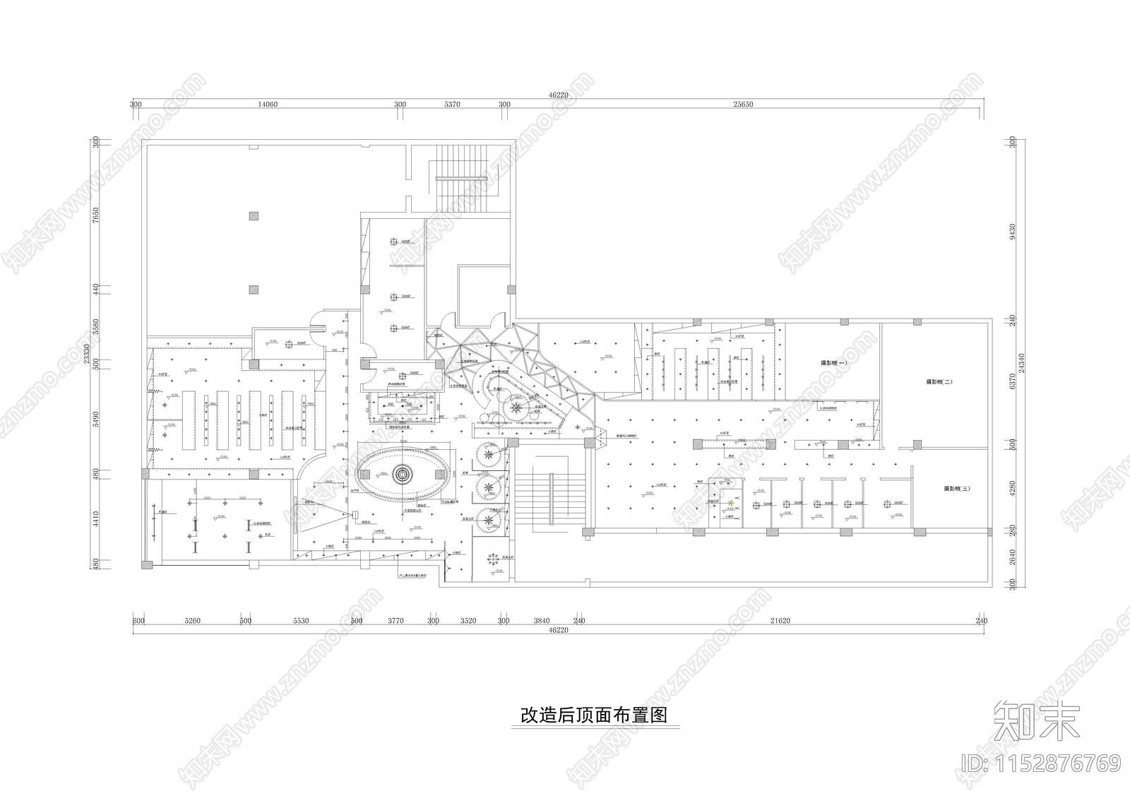 现代时尚婚纱摄影工作室室内cad施工图下载【ID:1152876769】