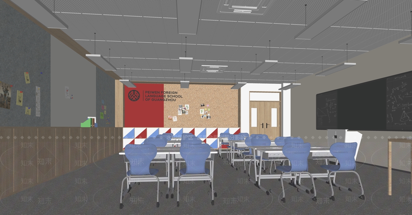 现代学校教室SU模型下载【ID:1152878026】
