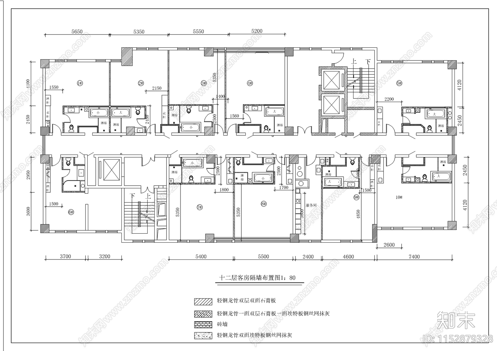 宾馆客房室内施工图下载【ID:1152879328】