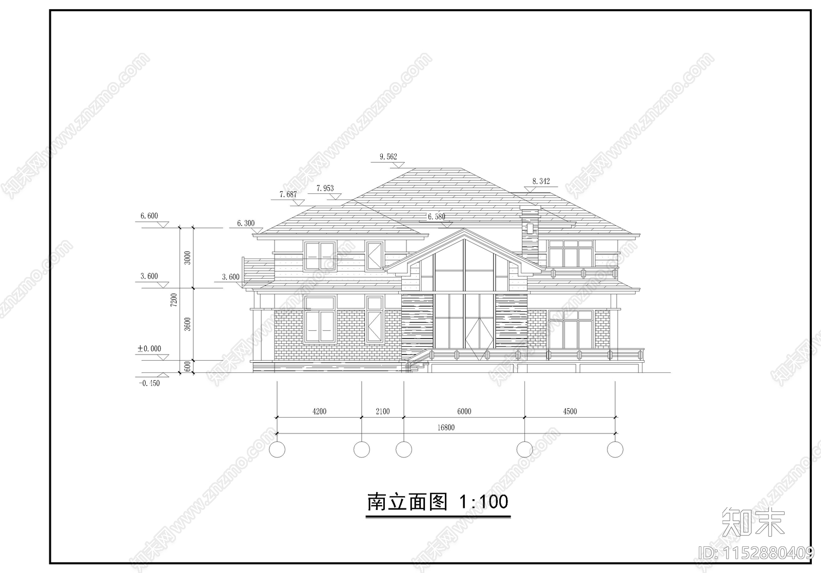 别墅建筑cad施工图下载【ID:1152880409】