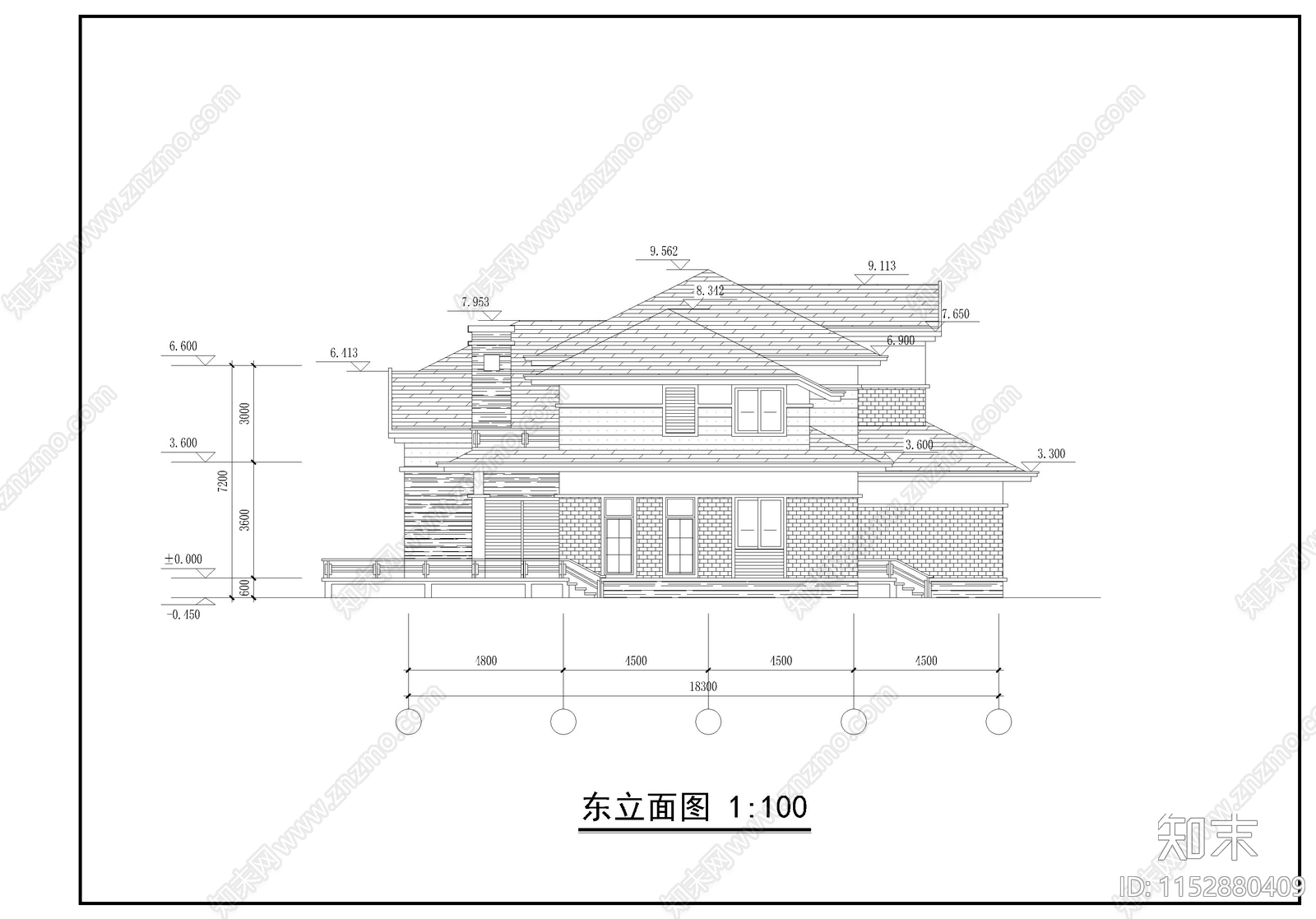 别墅建筑cad施工图下载【ID:1152880409】