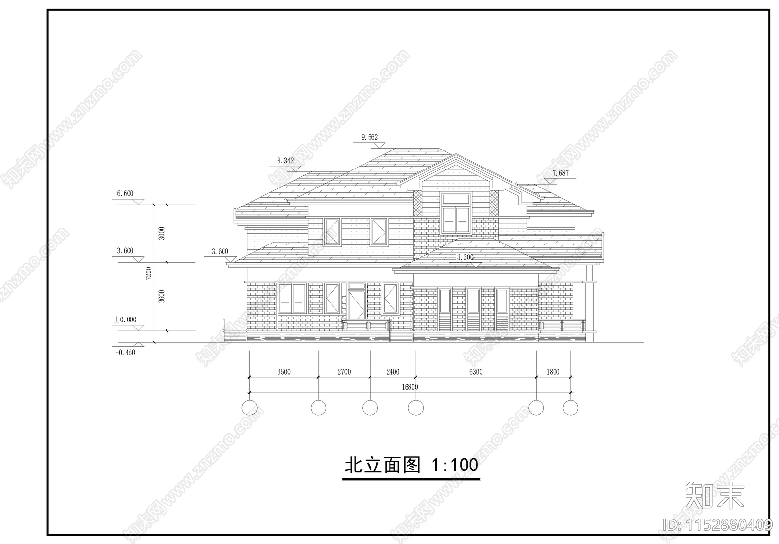 别墅建筑cad施工图下载【ID:1152880409】