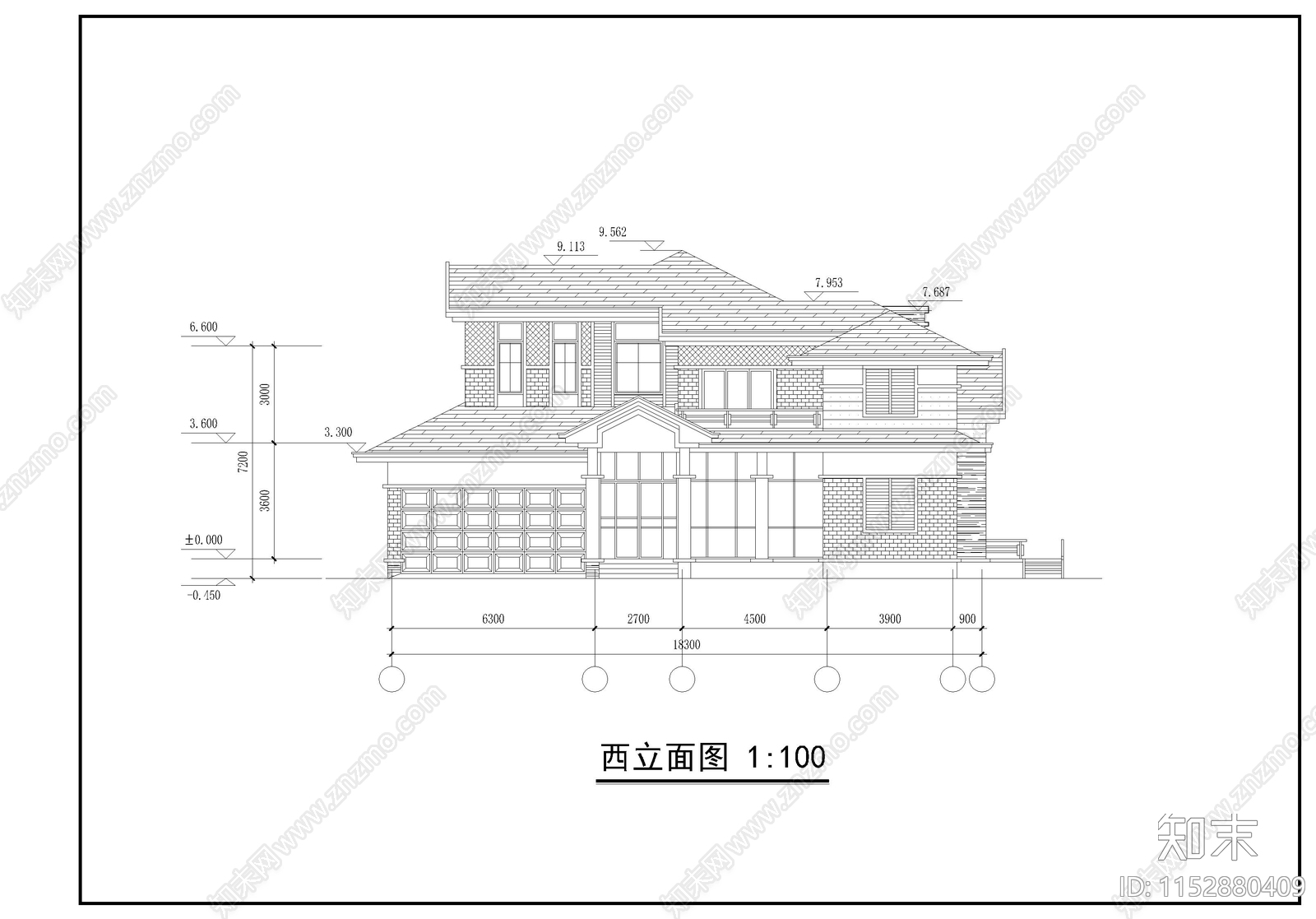 别墅建筑cad施工图下载【ID:1152880409】