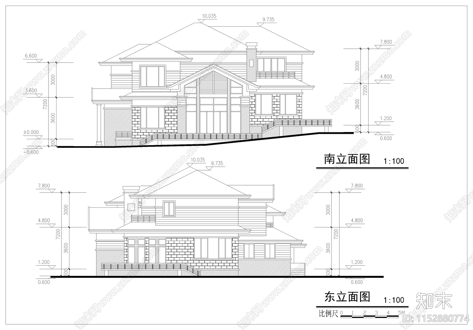 别墅建筑cad施工图下载【ID:1152880774】