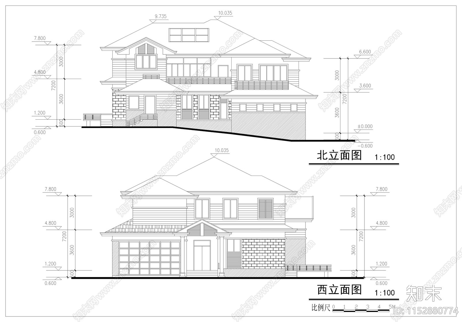 别墅建筑cad施工图下载【ID:1152880774】