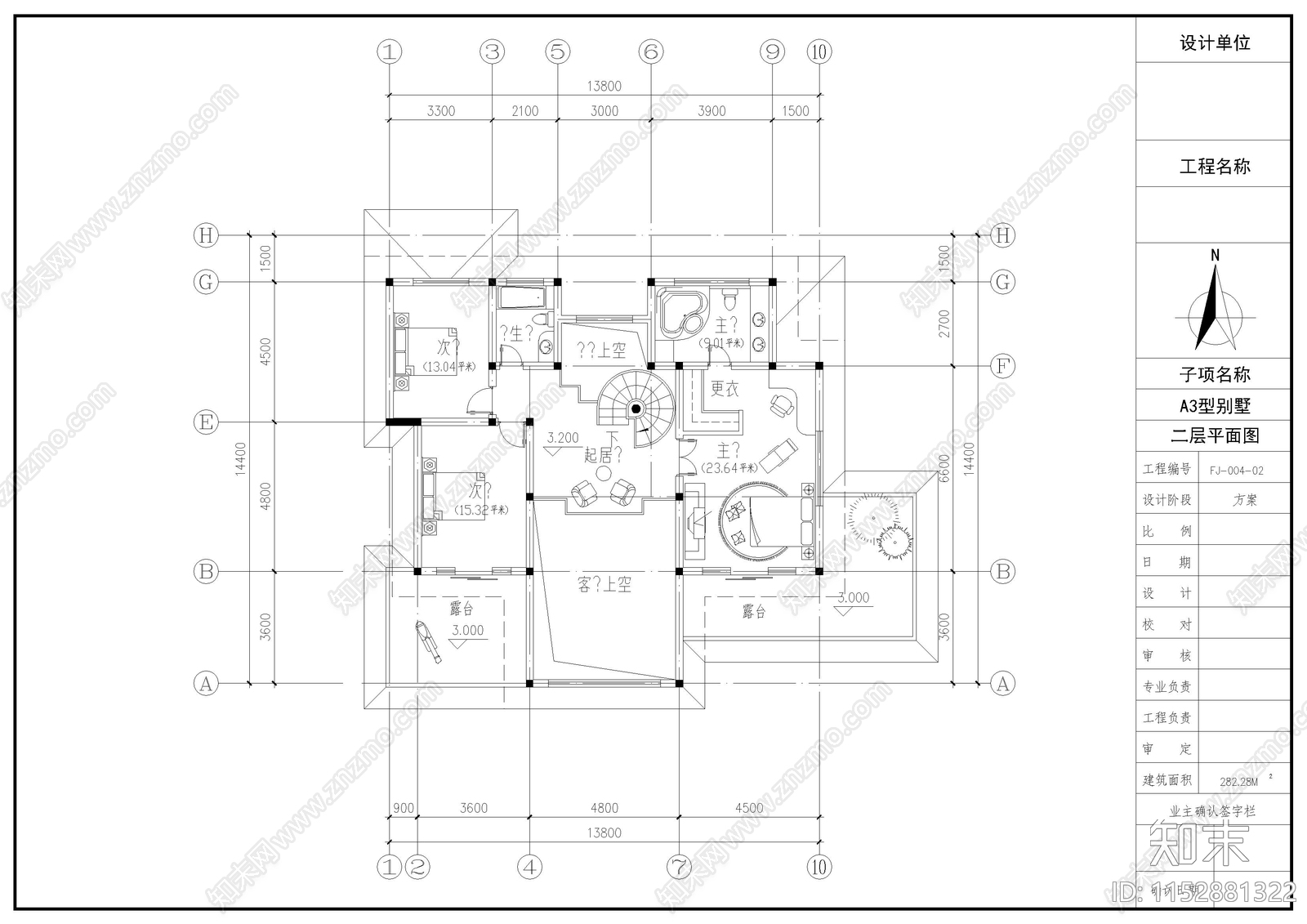 别墅建筑cad施工图下载【ID:1152881322】