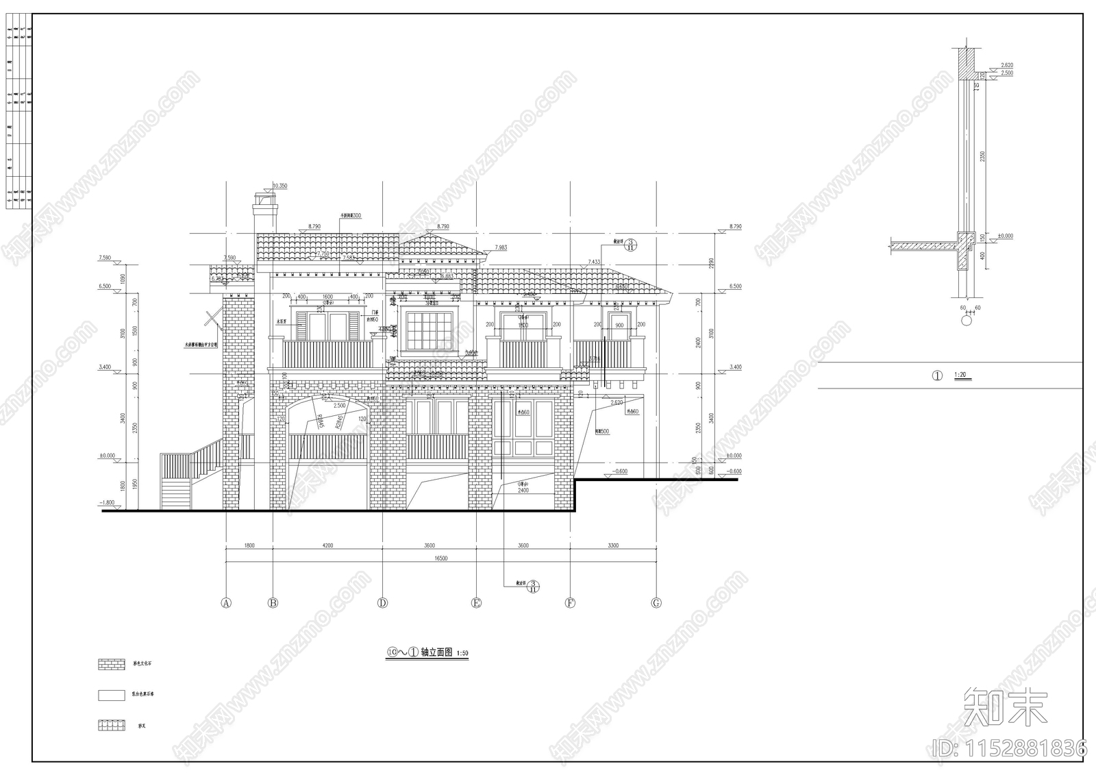 别墅建筑cad施工图下载【ID:1152881836】