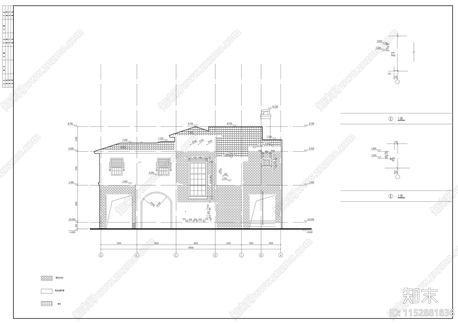 别墅建筑cad施工图下载【ID:1152881836】