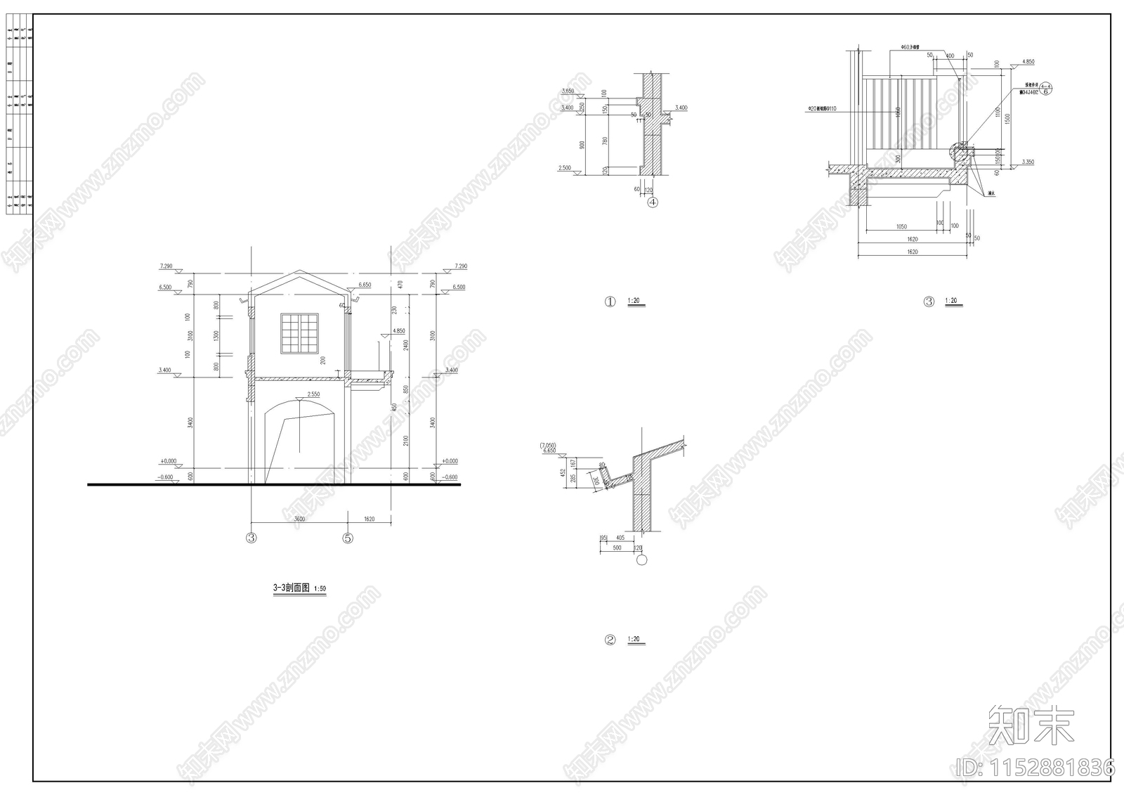 别墅建筑cad施工图下载【ID:1152881836】