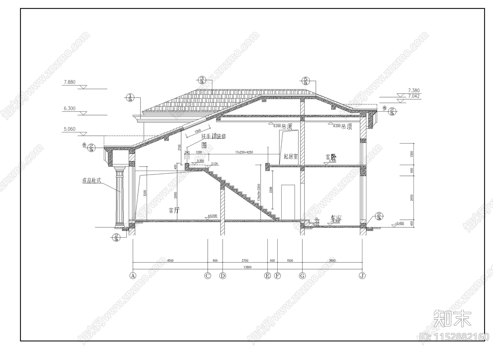 别墅建筑cad施工图下载【ID:1152882160】