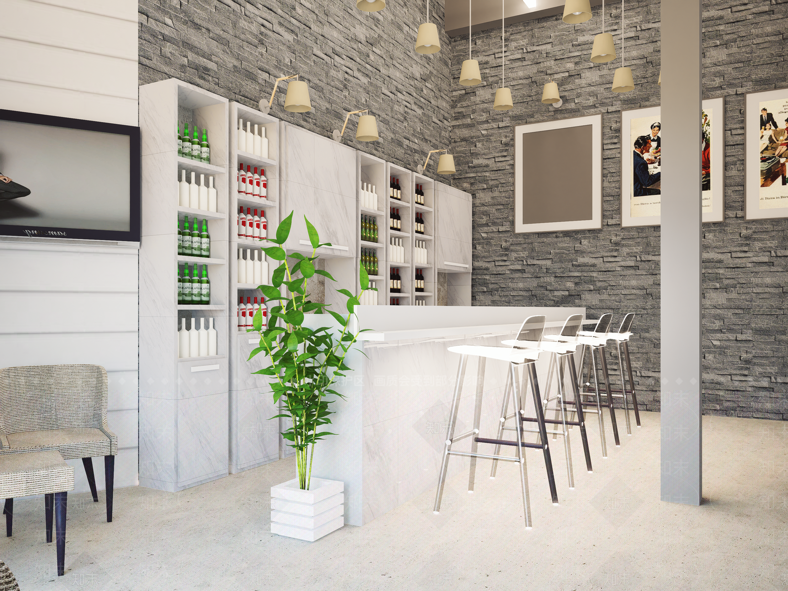 现代西餐厅SU模型下载【ID:1152882551】