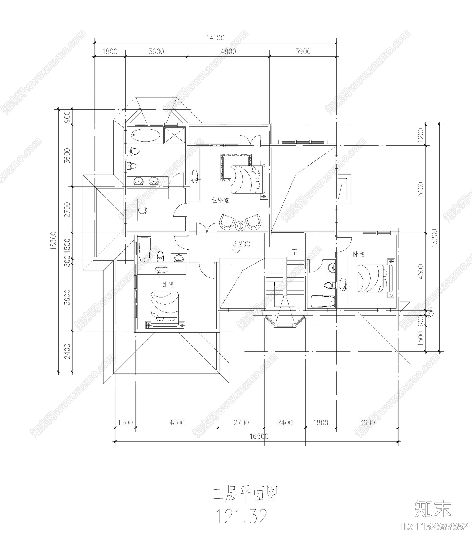 别墅建筑cad施工图下载【ID:1152883852】