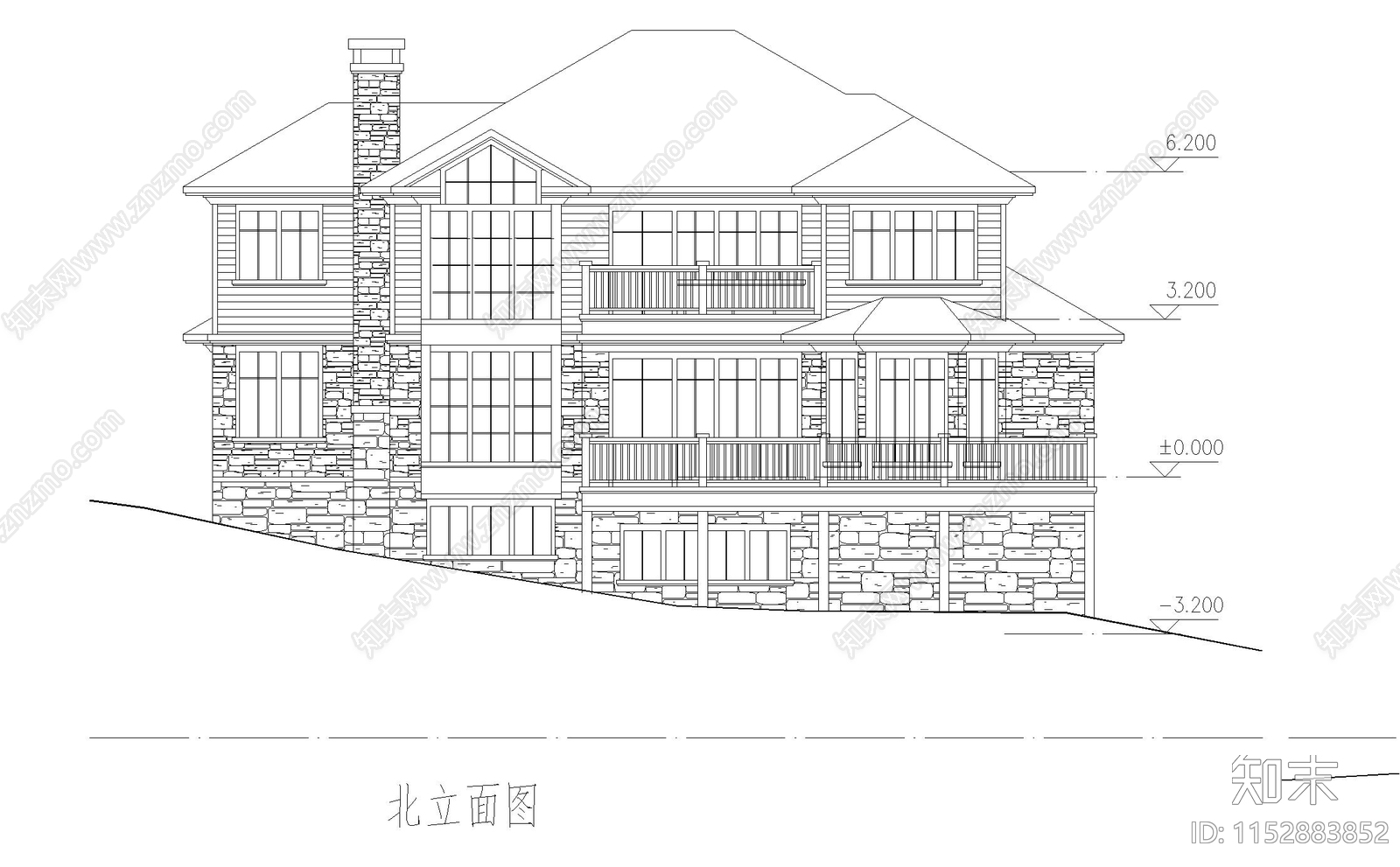 别墅建筑cad施工图下载【ID:1152883852】