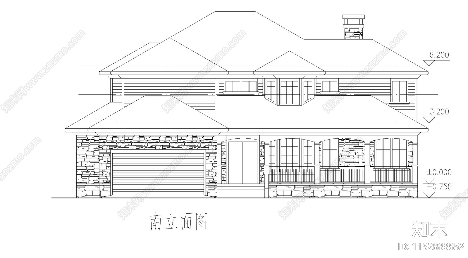 别墅建筑cad施工图下载【ID:1152883852】