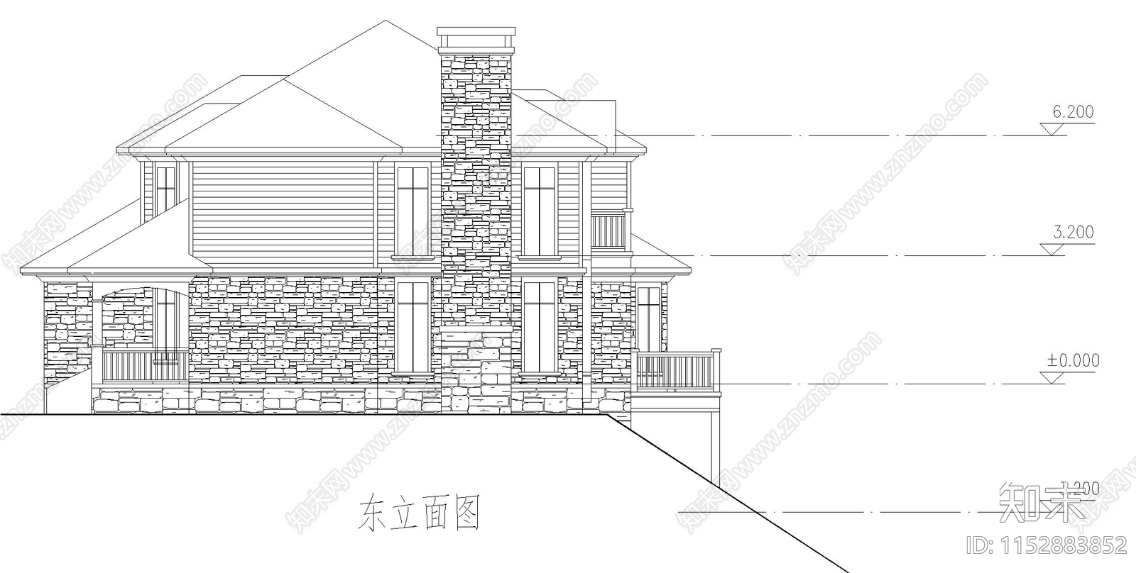 别墅建筑cad施工图下载【ID:1152883852】