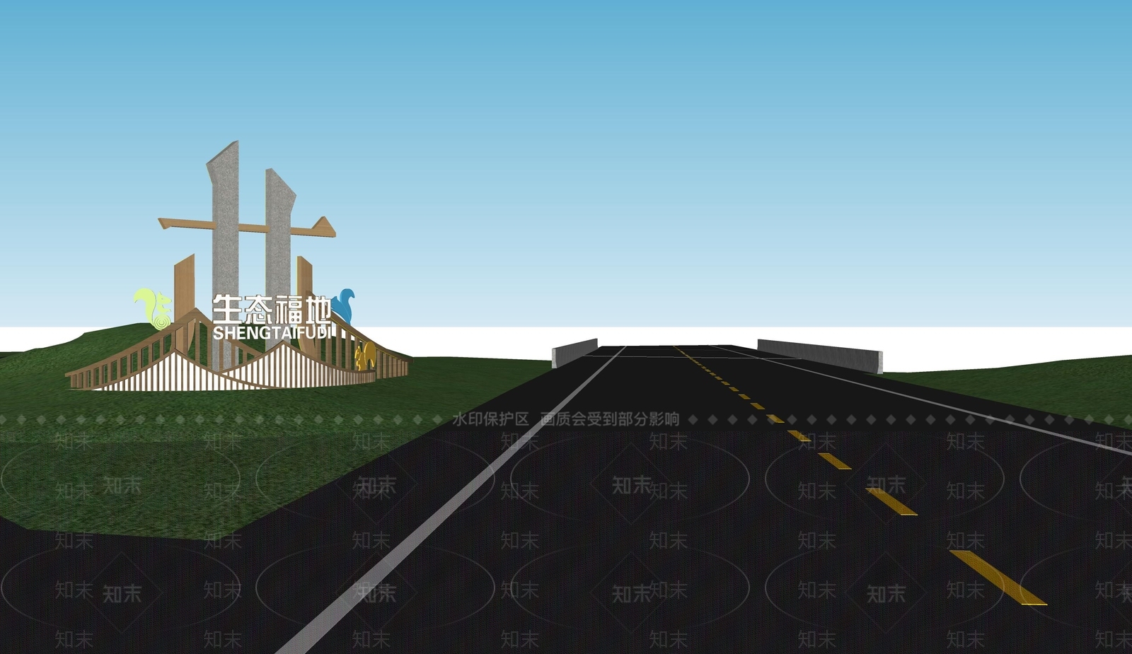 现代生态福地入口标识SU模型下载【ID:1152885217】