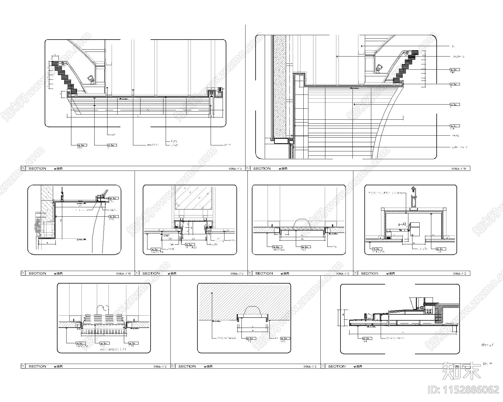 酒店公区天花节点详图施工图下载【ID:1152886062】