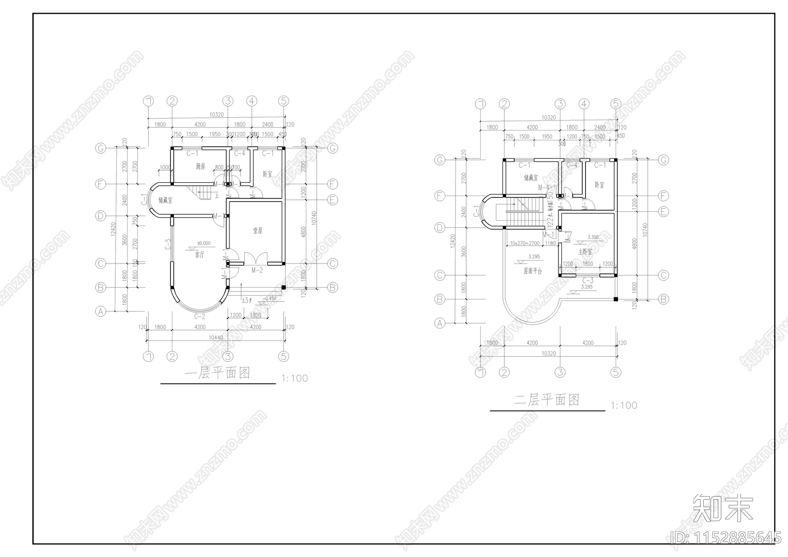 别墅建筑cad施工图下载【ID:1152885645】