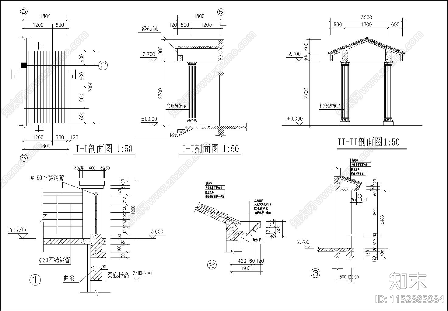 别墅建筑cad施工图下载【ID:1152885984】