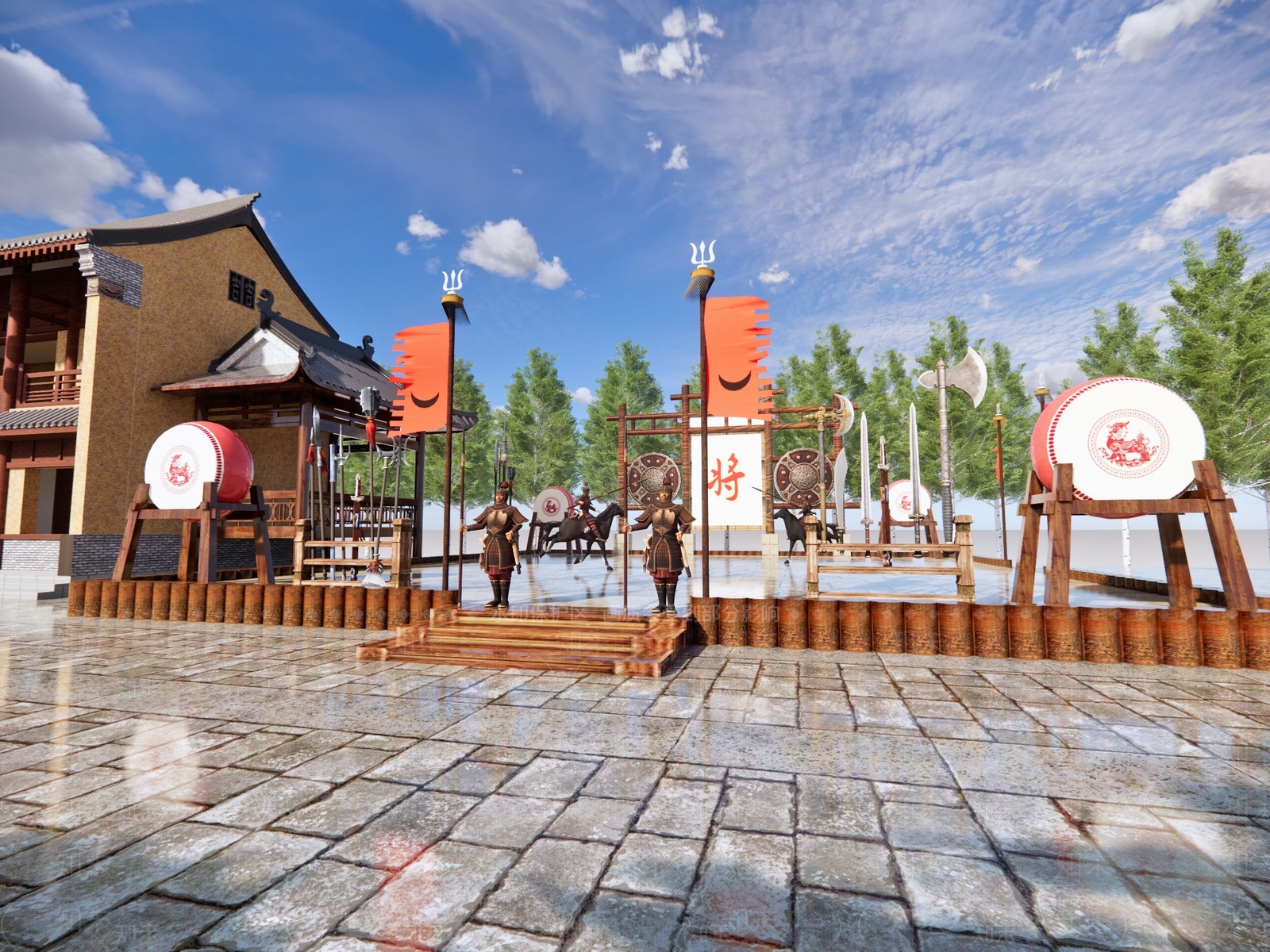 中式古擂台SU模型下载【ID:1152886049】