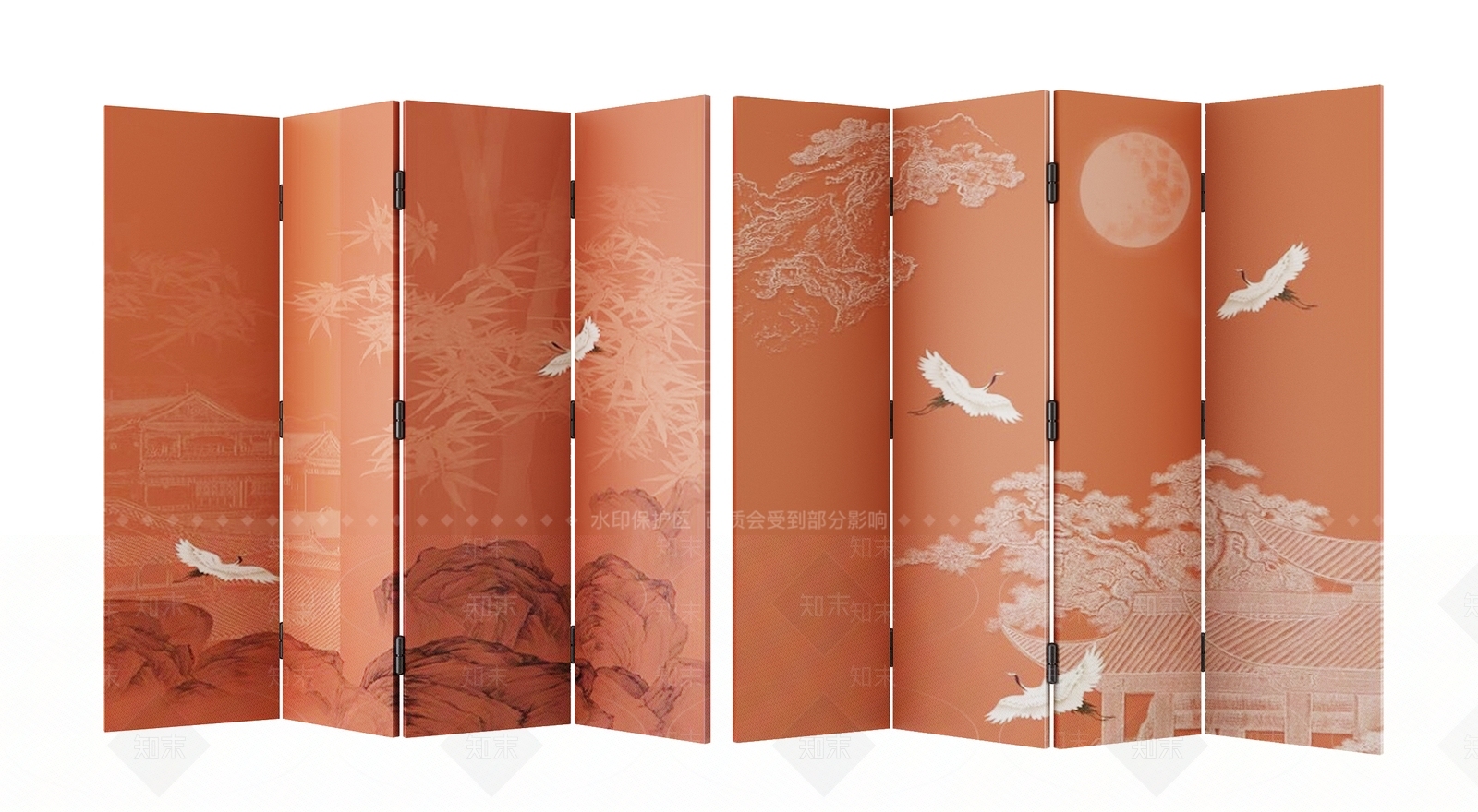 新中式屏风3D模型下载【ID:1152889240】_知末3d模型网