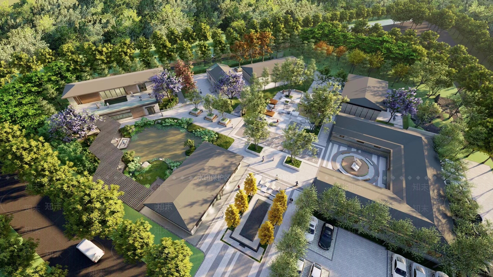 新中式文化文教建筑SU模型下载【ID:1152896072】