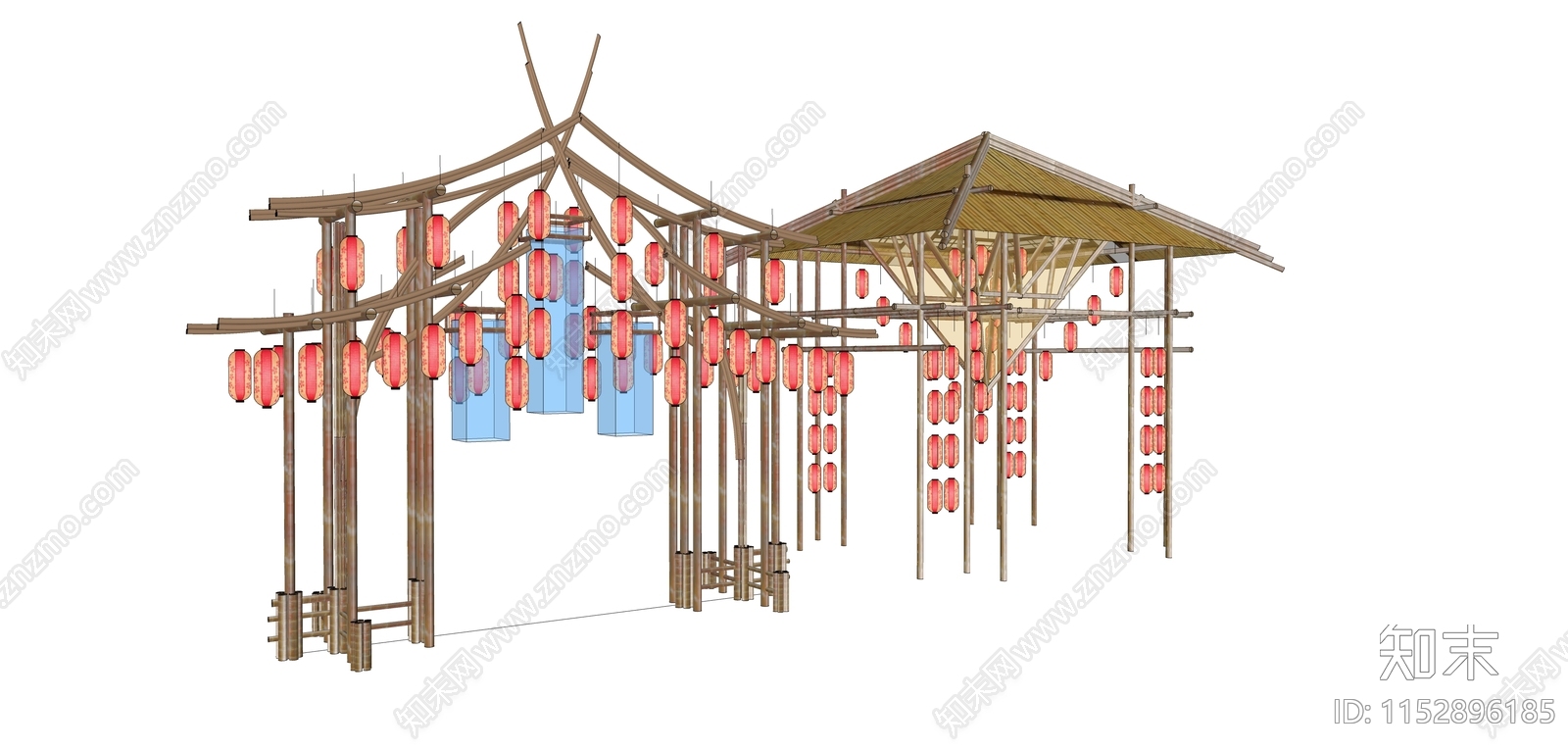 新中式国风美陈SU模型下载【ID:1152896185】