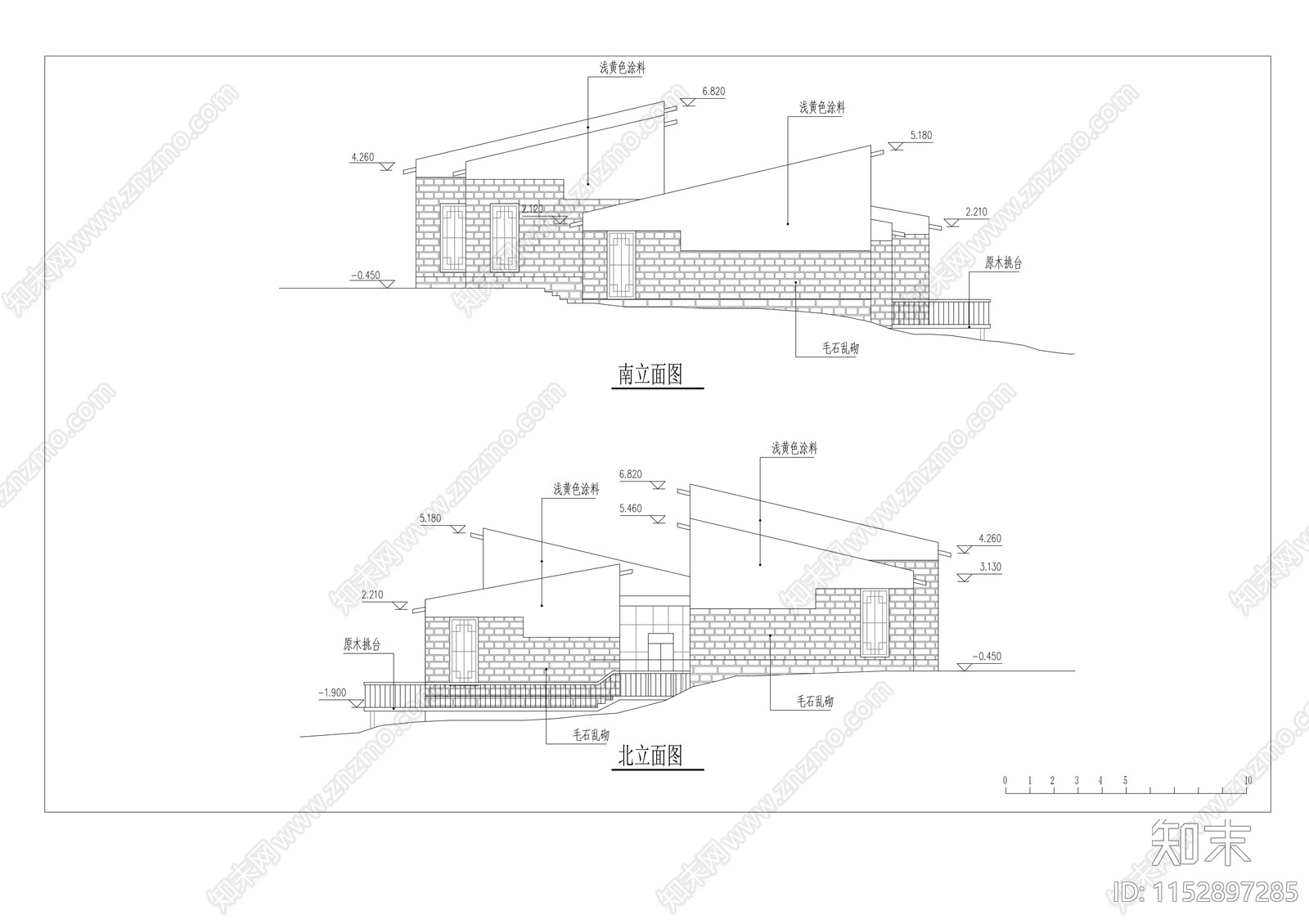 单层茶室建筑方案cad施工图下载【ID:1152897285】