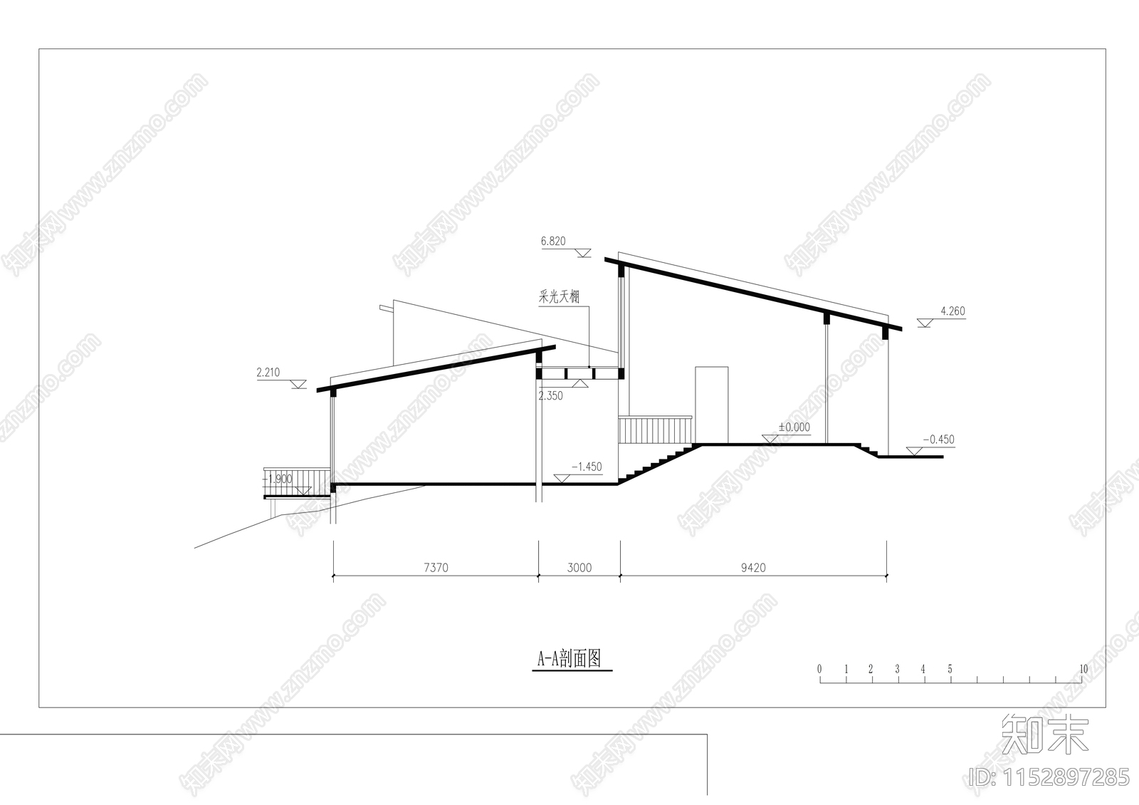 单层茶室建筑方案cad施工图下载【ID:1152897285】