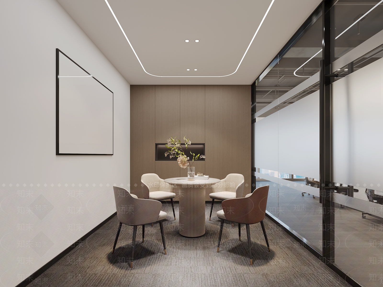 现代办公室洽谈室3D模型下载【ID:1152897326】