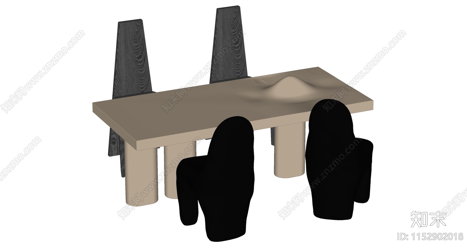 现代中古餐桌椅组合SU模型下载【ID:1152902018】