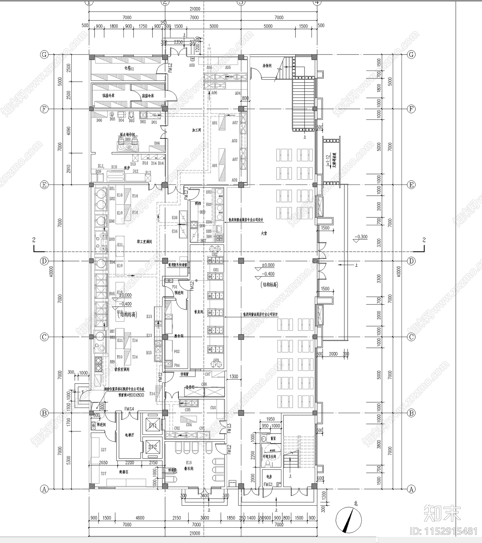 医院食堂建筑cad施工图下载【ID:1152915481】