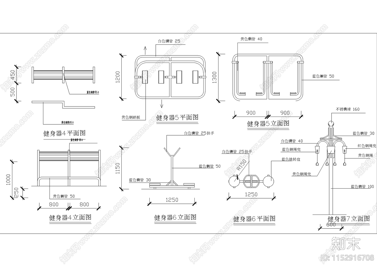 健身器械图库cad施工图下载【ID:1152916708】