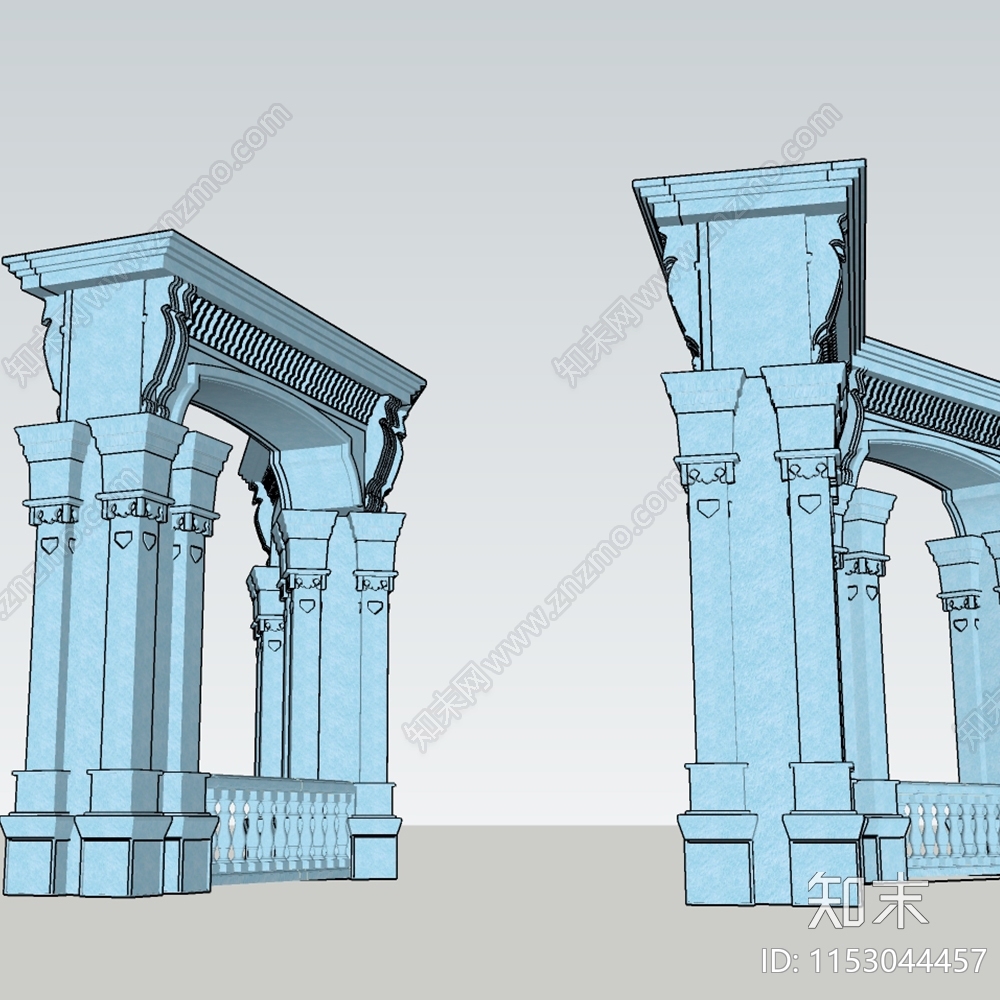 欧式罗马柱SU模型下载【ID:1153044457】