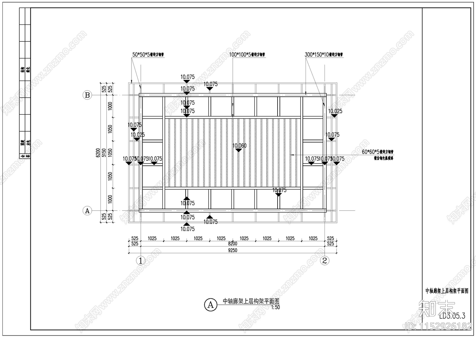 圆洞格栅廊架详图cad施工图下载【ID:1152926182】