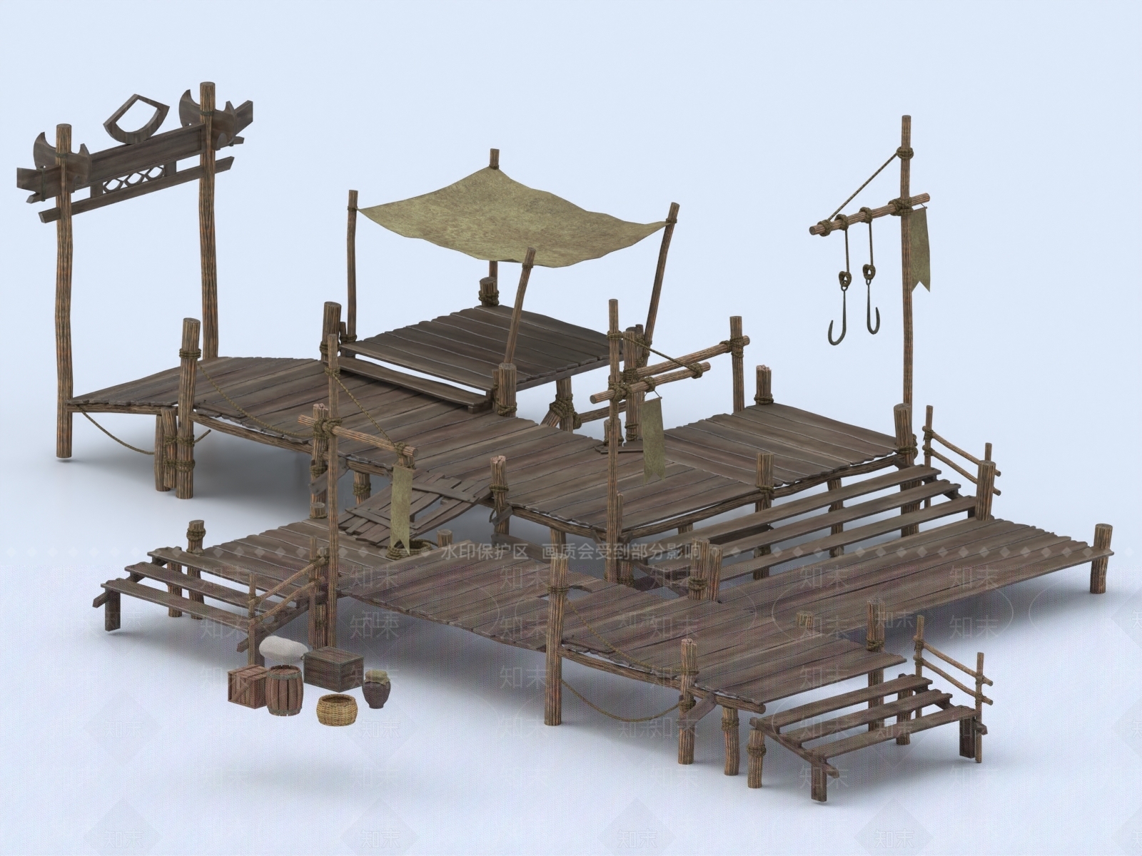 现代木桥3D模型下载【ID:1152928990】